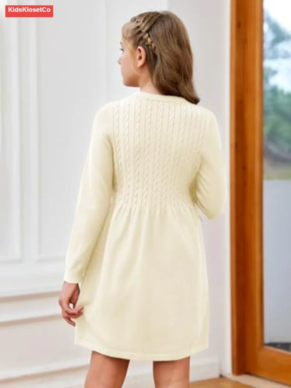 Girls Knitted Sweater Dress Long Sleeve Fall Winter Party Casual